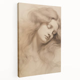 Classic Portrait Artwork - Ethereal Woman Pencil Sketch Canvas