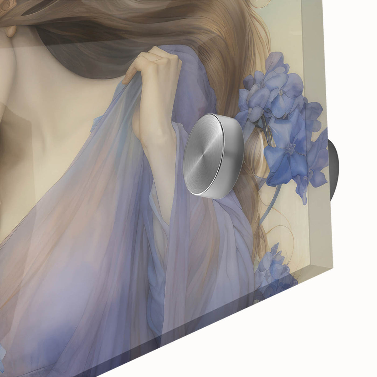 Vintage Portrait Art – Lady in Blue Flowers Canvas Print