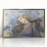 Vintage Portrait Art – Lady in Blue Flowers Canvas Print
