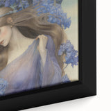 Vintage Portrait Art – Lady in Blue Flowers Canvas Print