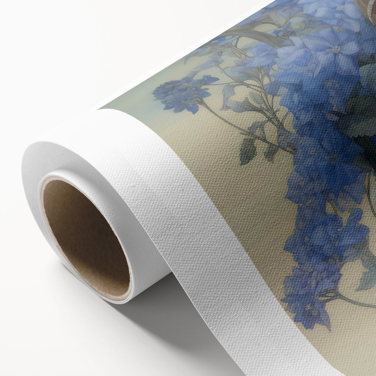 Vintage Portrait Art – Lady in Blue Flowers Canvas Print