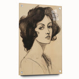 Classic Portrait Artwork - Bold Charcoal Sketch of Vintage Woman