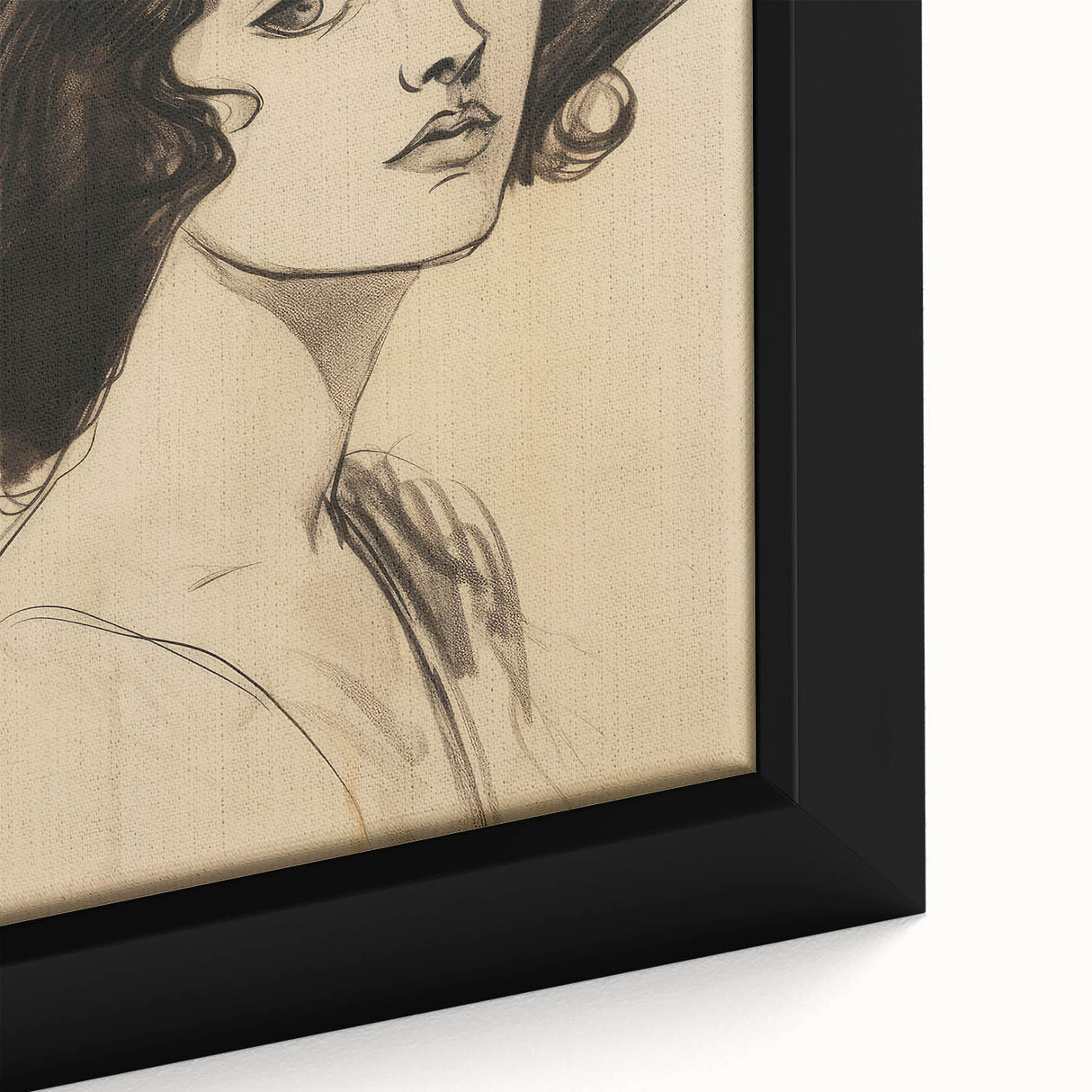 Classic Portrait Artwork - Bold Charcoal Sketch of Vintage Woman