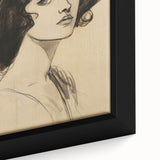 Classic Portrait Artwork - Bold Charcoal Sketch of Vintage Woman