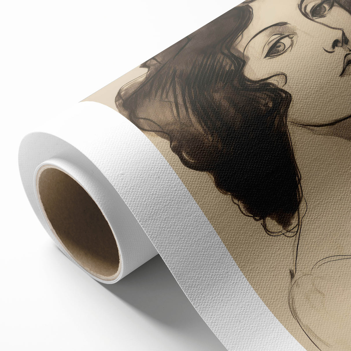 Classic Portrait Artwork - Bold Charcoal Sketch of Vintage Woman