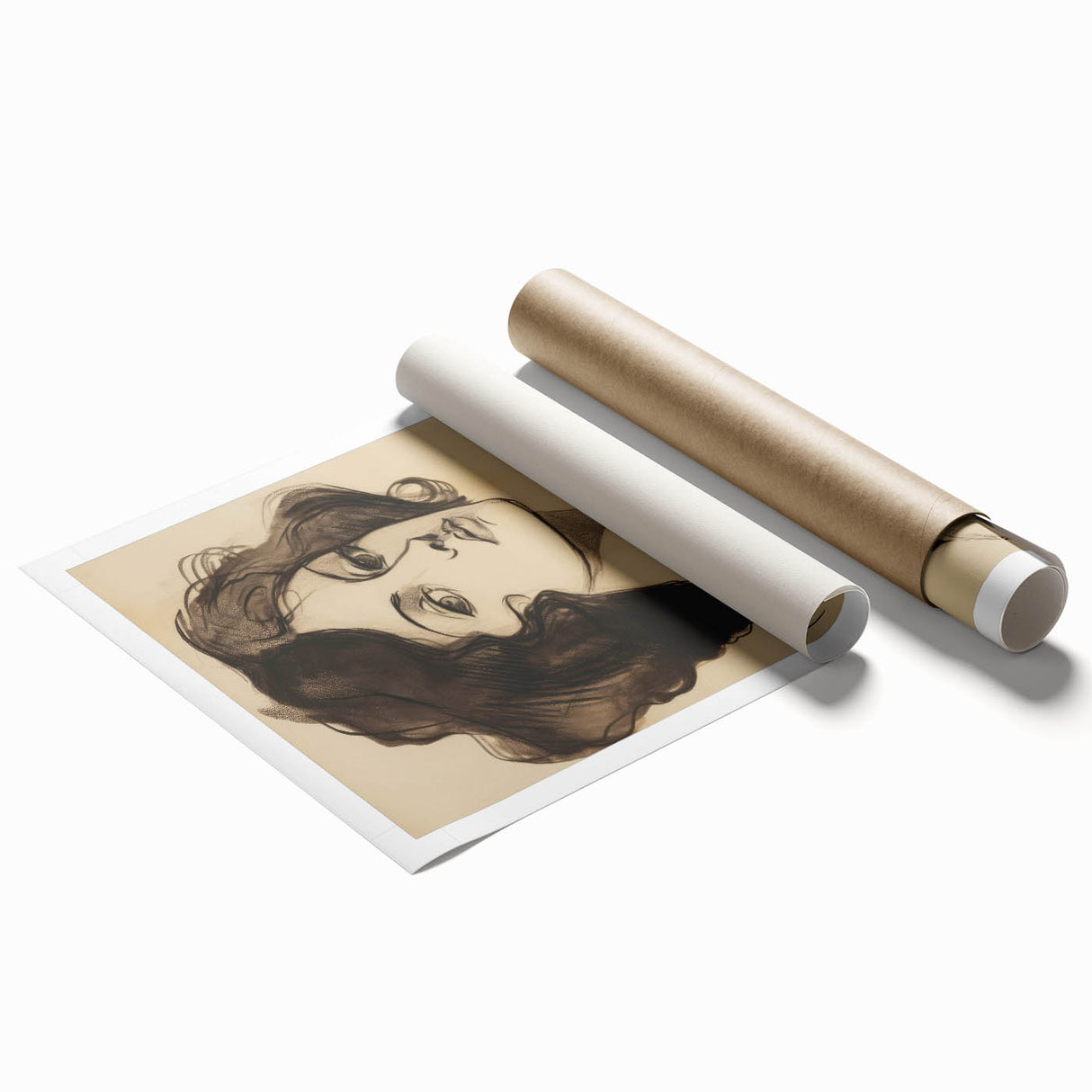 Classic Portrait Artwork - Bold Charcoal Sketch of Vintage Woman