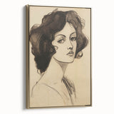 Classic Portrait Artwork - Bold Charcoal Sketch of Vintage Woman