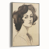 Classic Portrait Artwork - Bold Charcoal Sketch of Vintage Woman