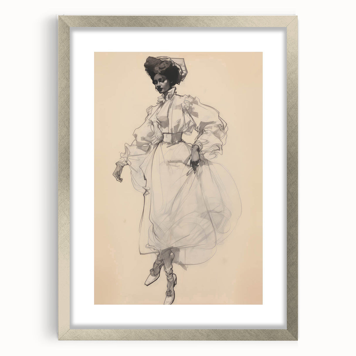 Retro Portrait Canvas – Vintage Sketch of Classic Fashion Elegance