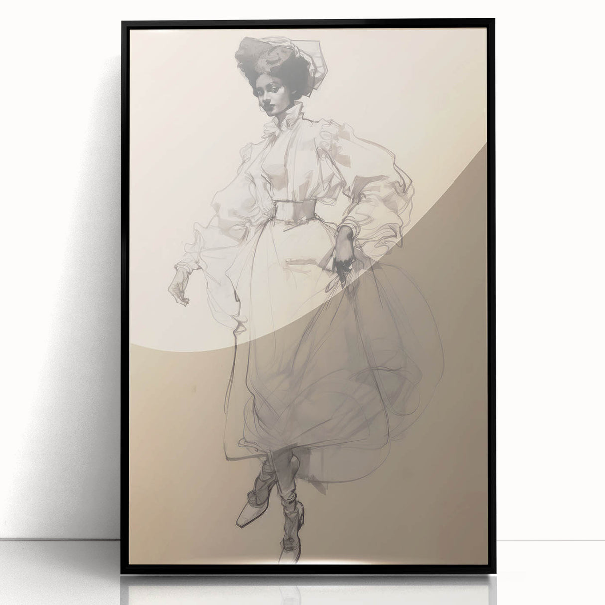 Retro Portrait Canvas – Vintage Sketch of Classic Fashion Elegance
