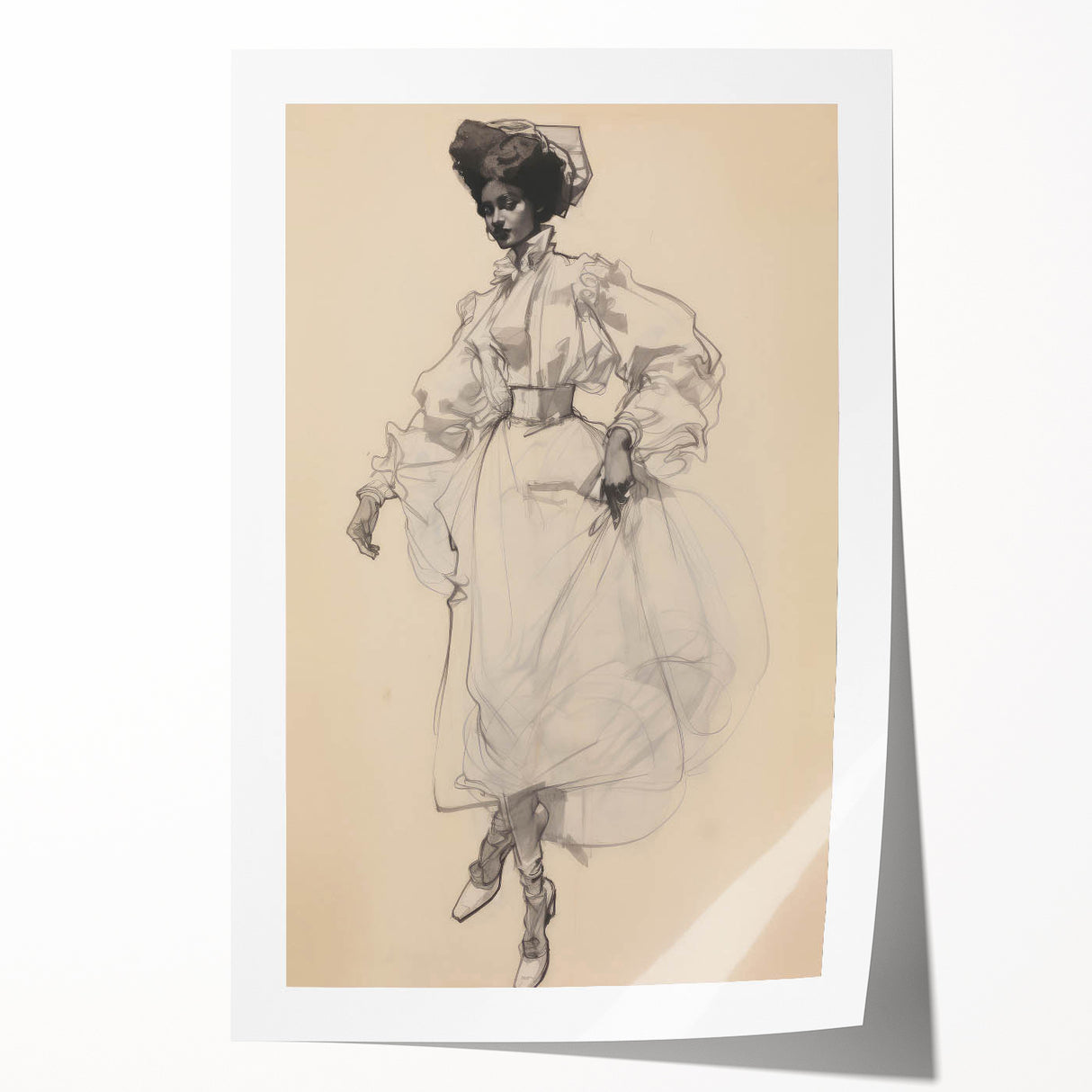 Retro Portrait Canvas – Vintage Sketch of Classic Fashion Elegance