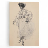 Retro Portrait Canvas – Vintage Sketch of Classic Fashion Elegance