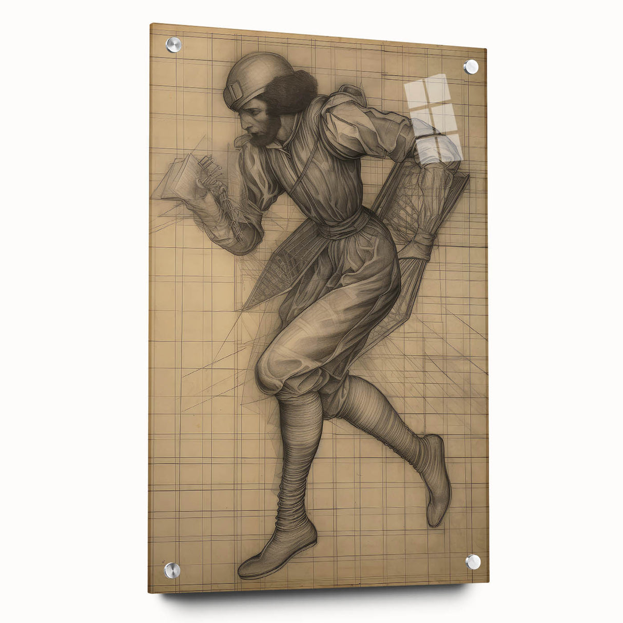 Classic Portrait Artwork – Vintage Futuristic Sketch Wall Art