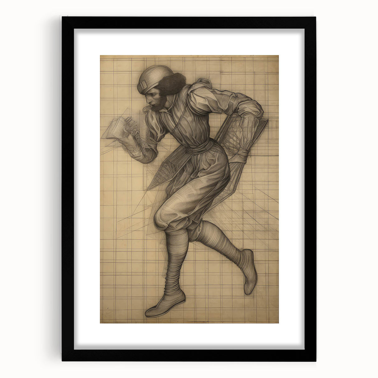 Classic Portrait Artwork – Vintage Futuristic Sketch Wall Art
