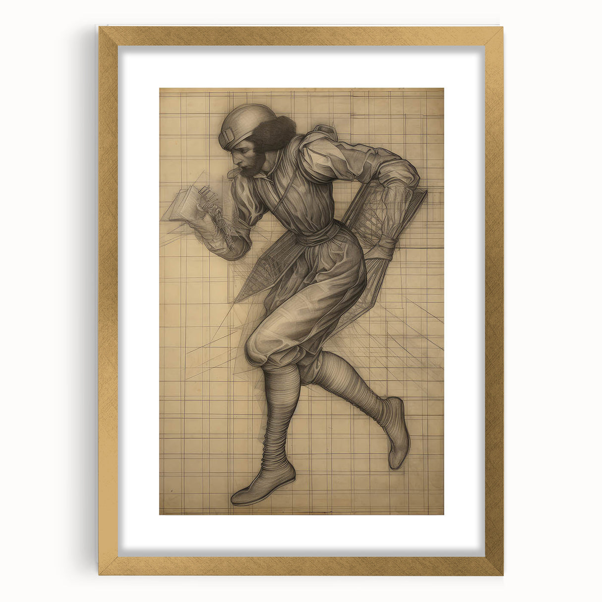 Classic Portrait Artwork – Vintage Futuristic Sketch Wall Art