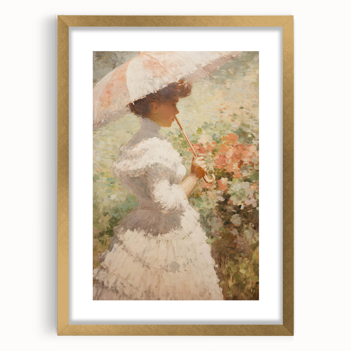 Antique Portrait Prints – Elegant Vintage Lady with Parasol Art