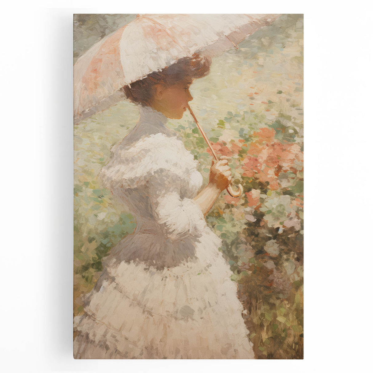 Antique Portrait Prints – Elegant Vintage Lady with Parasol Art