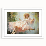 Vintage Portrait Art | Elegant Portrait of Woman on Swing