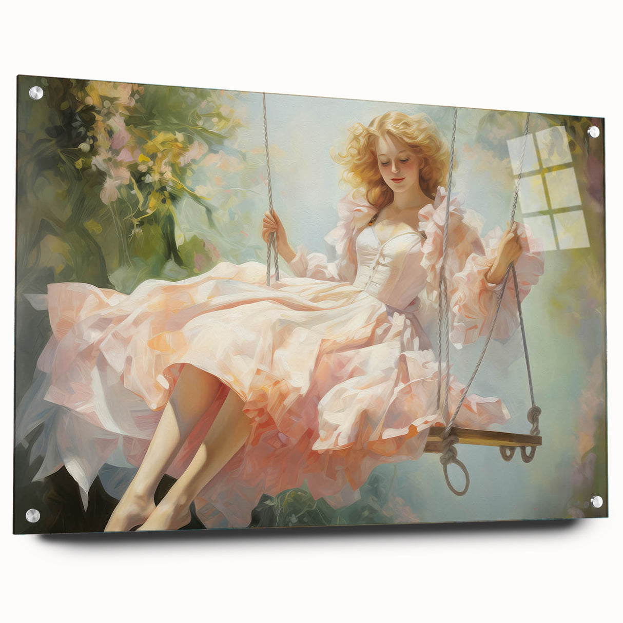 Vintage Portrait Art | Elegant Portrait of Woman on Swing