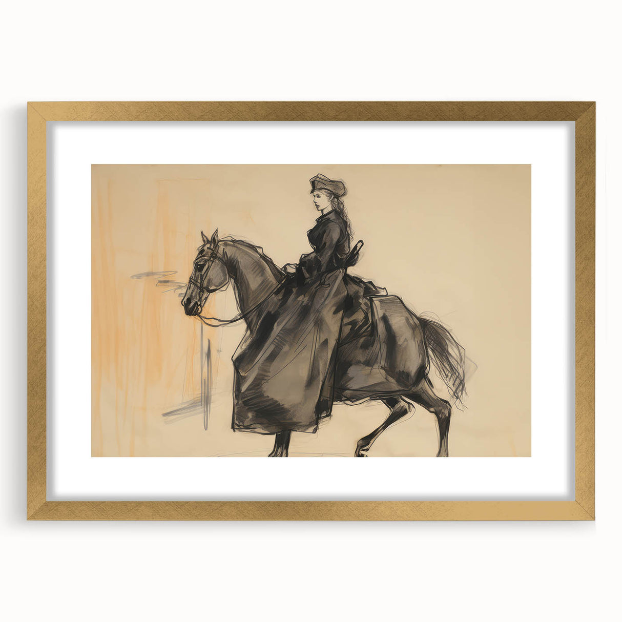 Vintage Portrait Art | Antique Equestrian Portrait Drawing