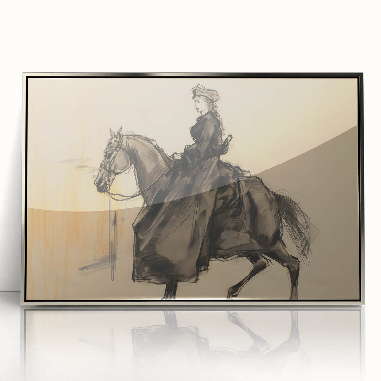 Vintage Portrait Art | Antique Equestrian Portrait Drawing