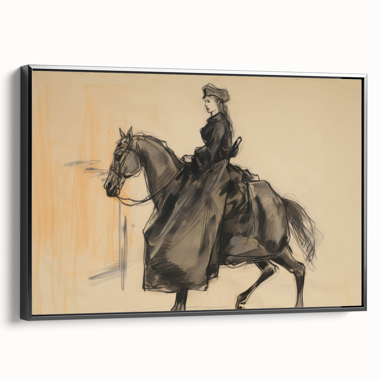 Vintage Portrait Art | Antique Equestrian Portrait Drawing
