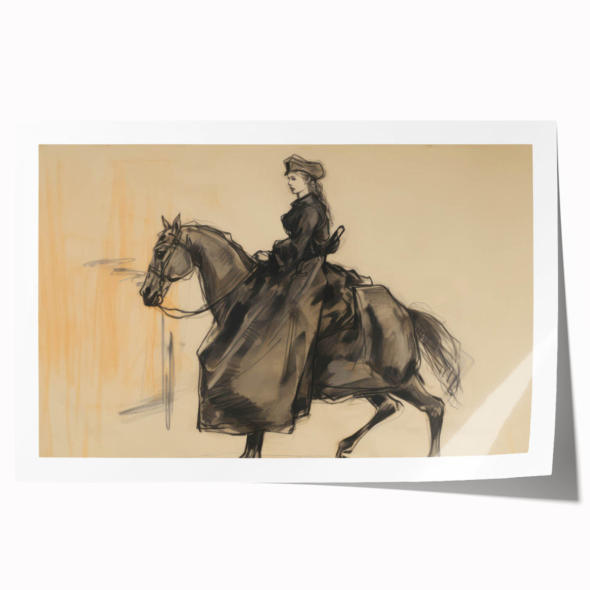 Vintage Portrait Art | Antique Equestrian Portrait Drawing