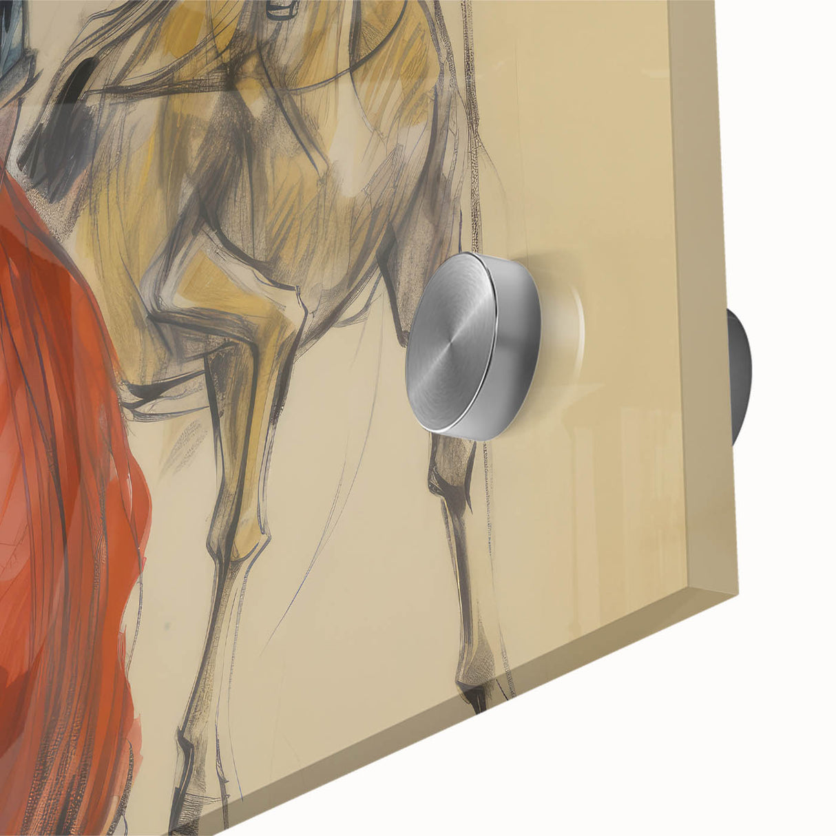 Vintage Portrait Art | Antique Equestrian Lady in Red Dress