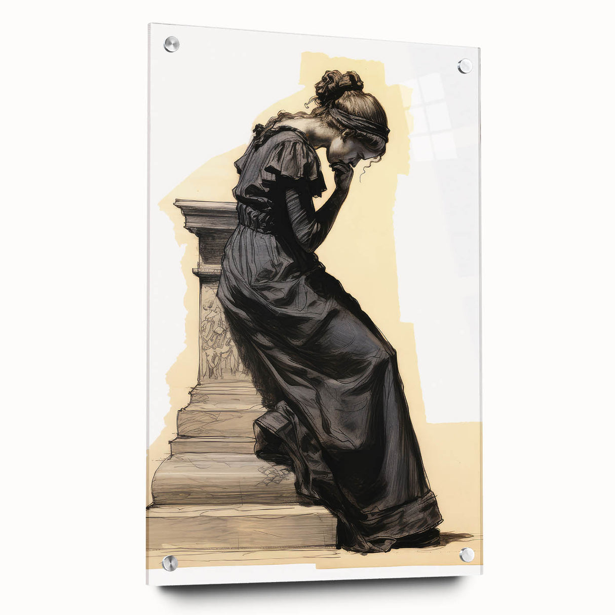 Antique Portrait Prints – Thoughtful Vintage Lady Sketch Artwork