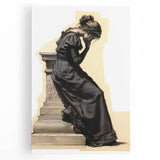 Antique Portrait Prints – Thoughtful Vintage Lady Sketch Artwork