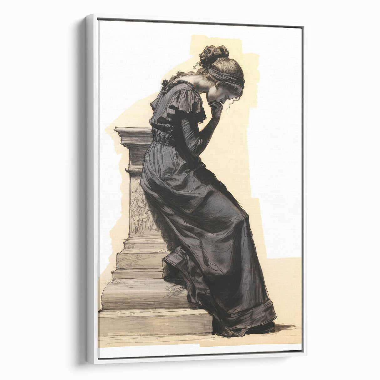 Antique Portrait Prints – Thoughtful Vintage Lady Sketch Artwork