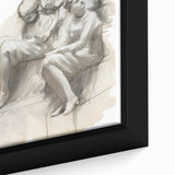 Classic Portrait Artwork – Vintage Sketch of Women in Reflection