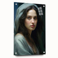 Vintage Portrait Art – Elegant Woman in Soft Draped Hood Wall Print