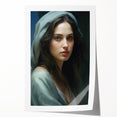 Vintage Portrait Art – Elegant Woman in Soft Draped Hood Wall Print