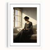 Vintage Portrait Art – Elegant Woman in Sunlit Window Wall Print