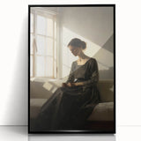 Vintage Portrait Art – Elegant Woman in Sunlit Window Wall Print