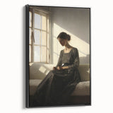Vintage Portrait Art – Elegant Woman in Sunlit Window Wall Print