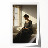 Vintage Portrait Art – Elegant Woman in Sunlit Window Wall Print