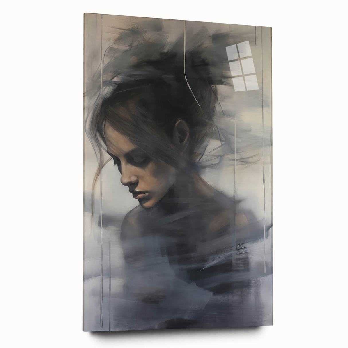 Timeless Portrait Print – Abstract Vintage Woman in Deep Reflection