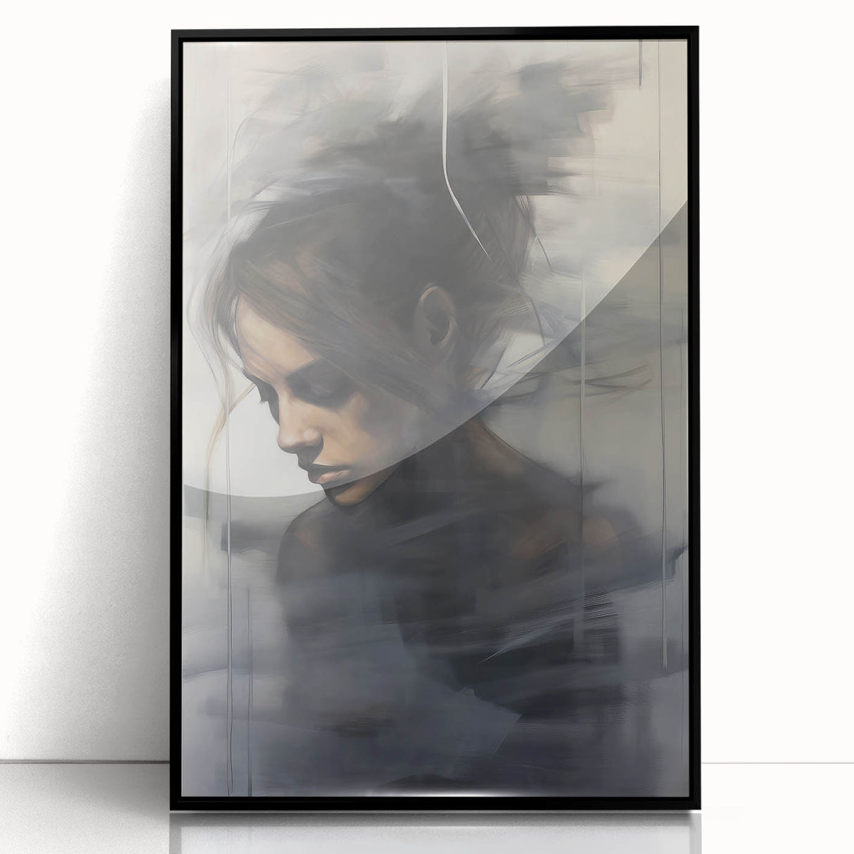 Timeless Portrait Print – Abstract Vintage Woman in Deep Reflection