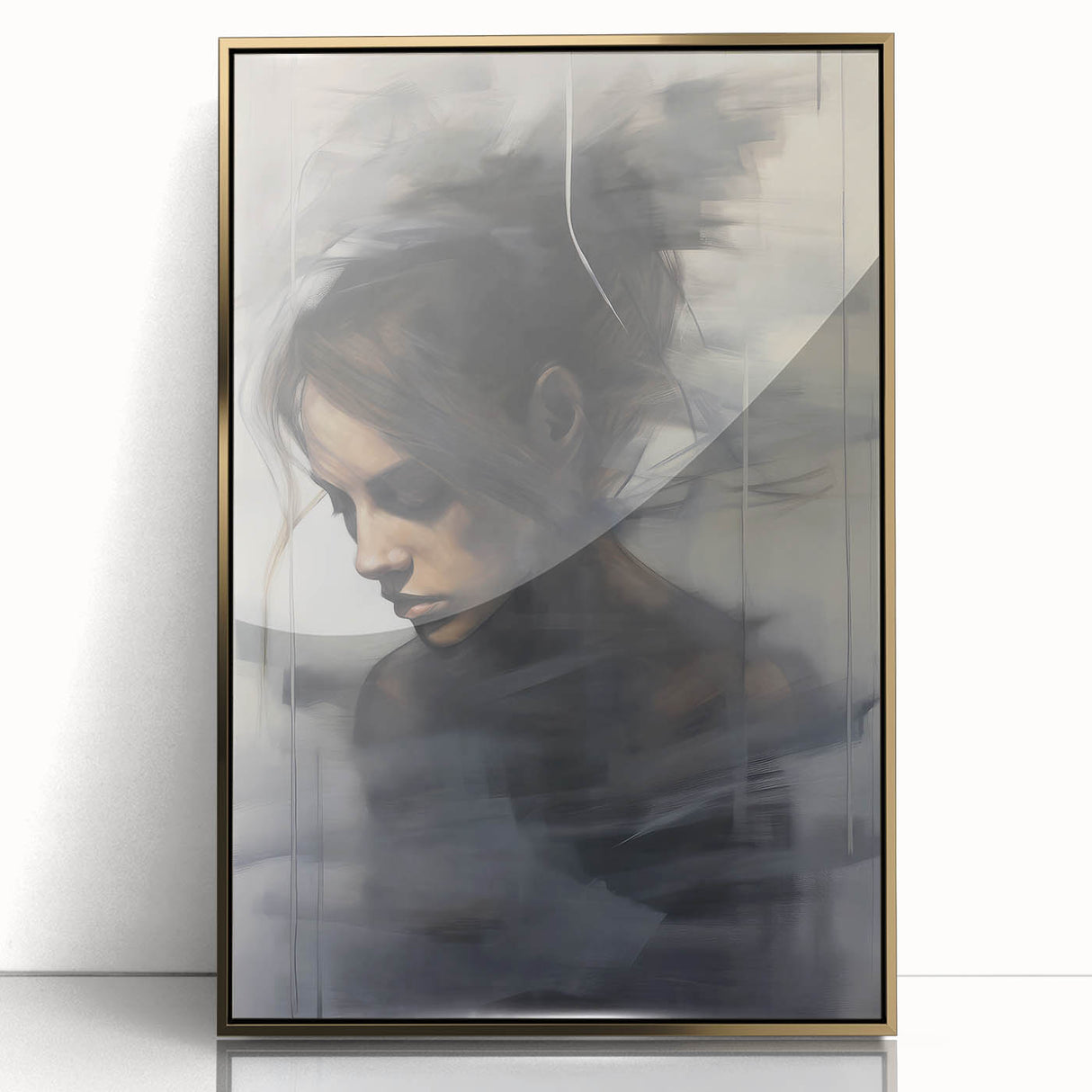Timeless Portrait Print – Abstract Vintage Woman in Deep Reflection