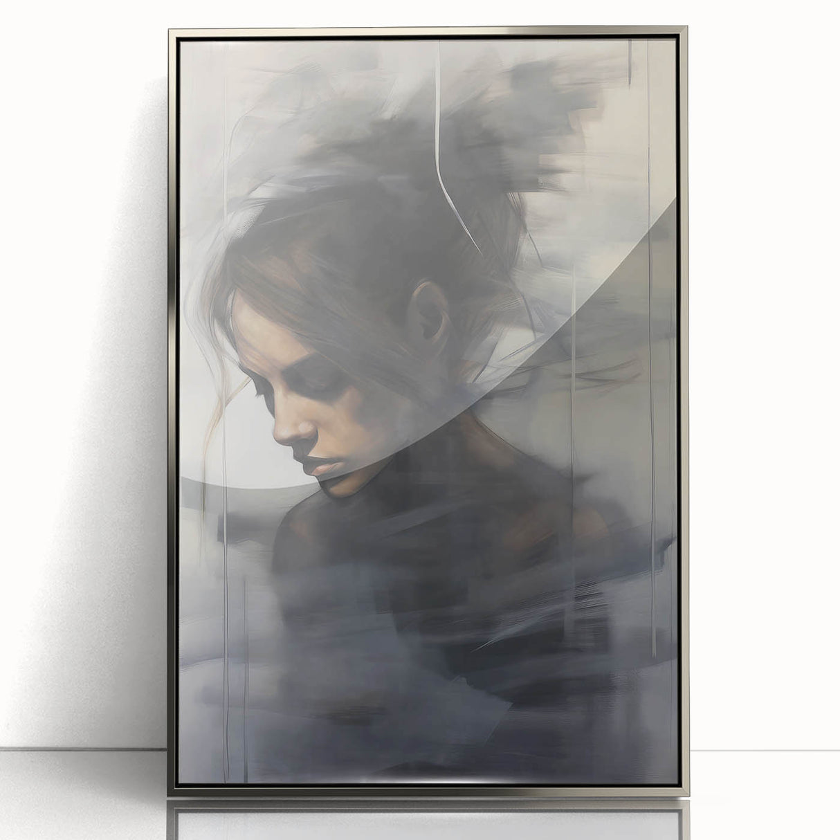 Timeless Portrait Print – Abstract Vintage Woman in Deep Reflection