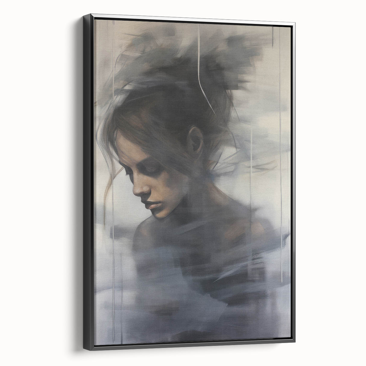 Timeless Portrait Print – Abstract Vintage Woman in Deep Reflection