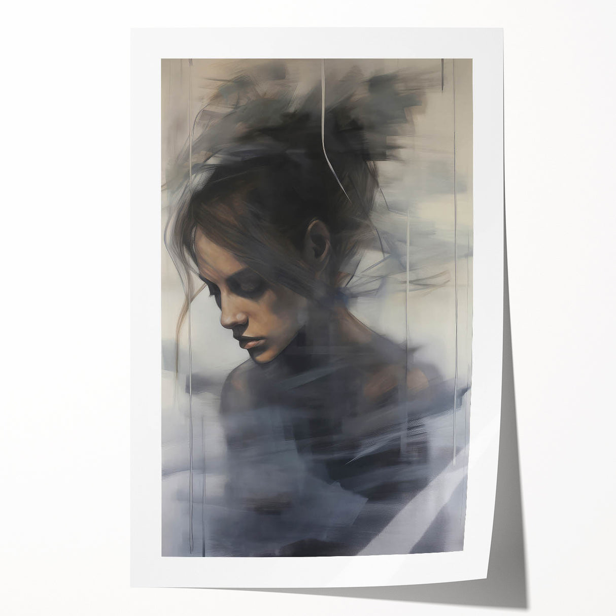 Timeless Portrait Print – Abstract Vintage Woman in Deep Reflection