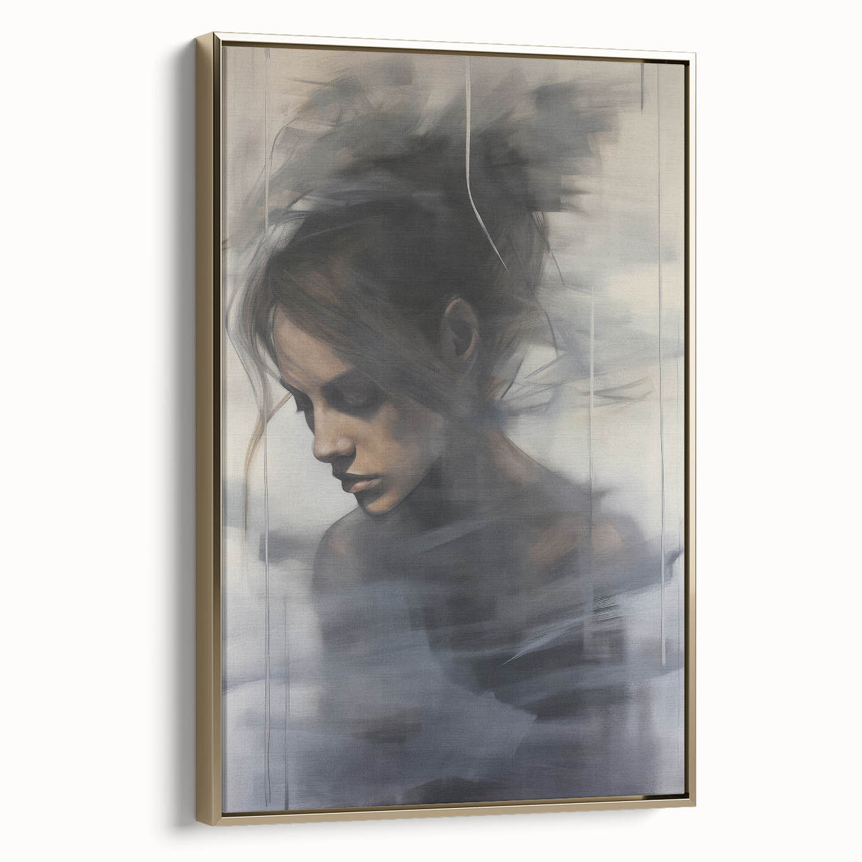 Timeless Portrait Print – Abstract Vintage Woman in Deep Reflection