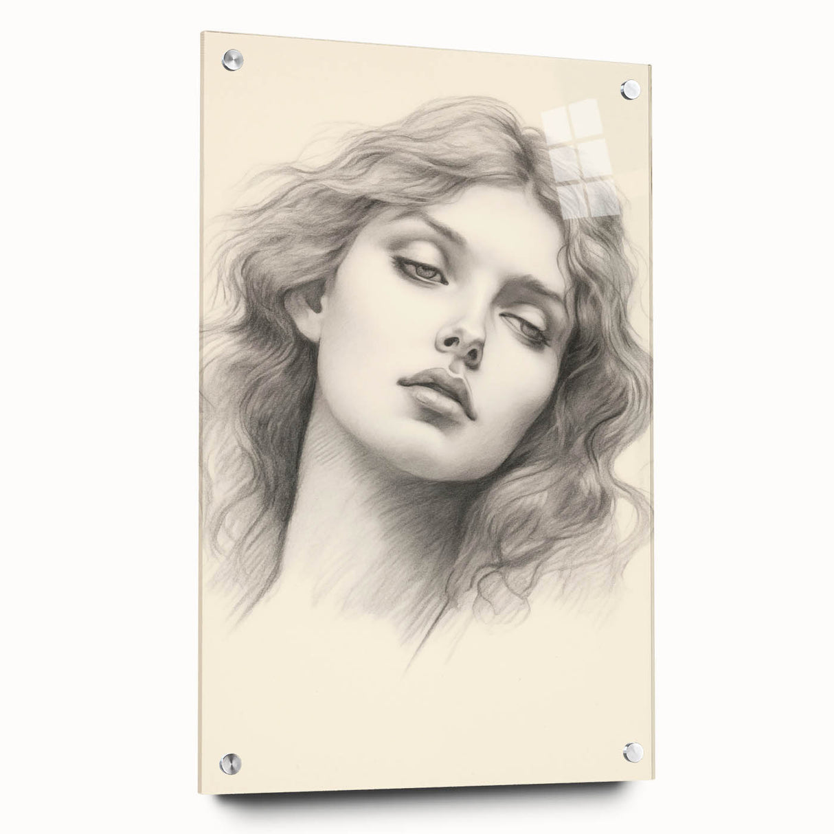 Vintage Portrait Art – Monochrome Lady Sketch Canvas Print