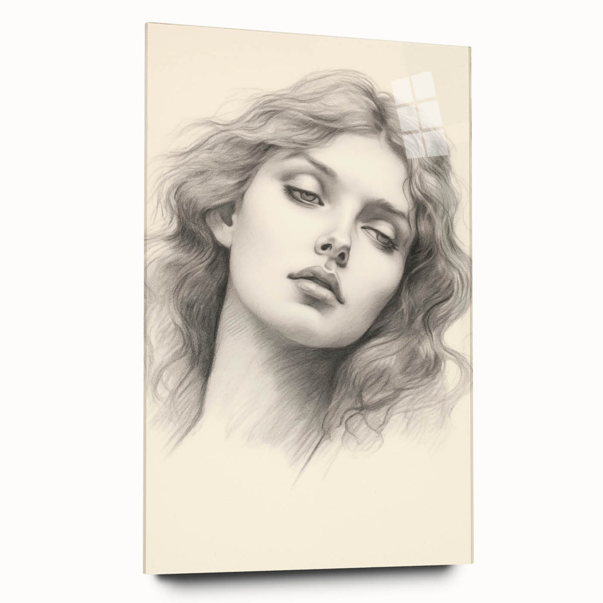 Vintage Portrait Art – Monochrome Lady Sketch Canvas Print