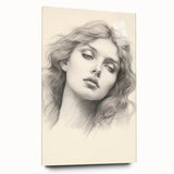 Vintage Portrait Art – Monochrome Lady Sketch Canvas Print