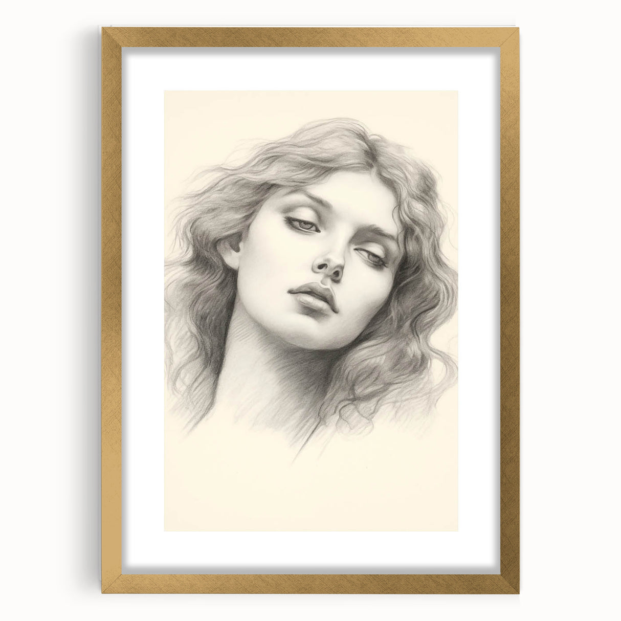 Vintage Portrait Art – Monochrome Lady Sketch Canvas Print
