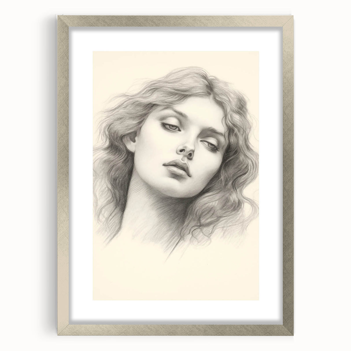 Vintage Portrait Art – Monochrome Lady Sketch Canvas Print